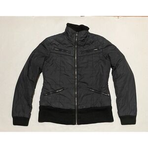 Oakley Puffer Jacket Women Size Medium Full Zip Sherpa Lined Zipper Pockets Gray